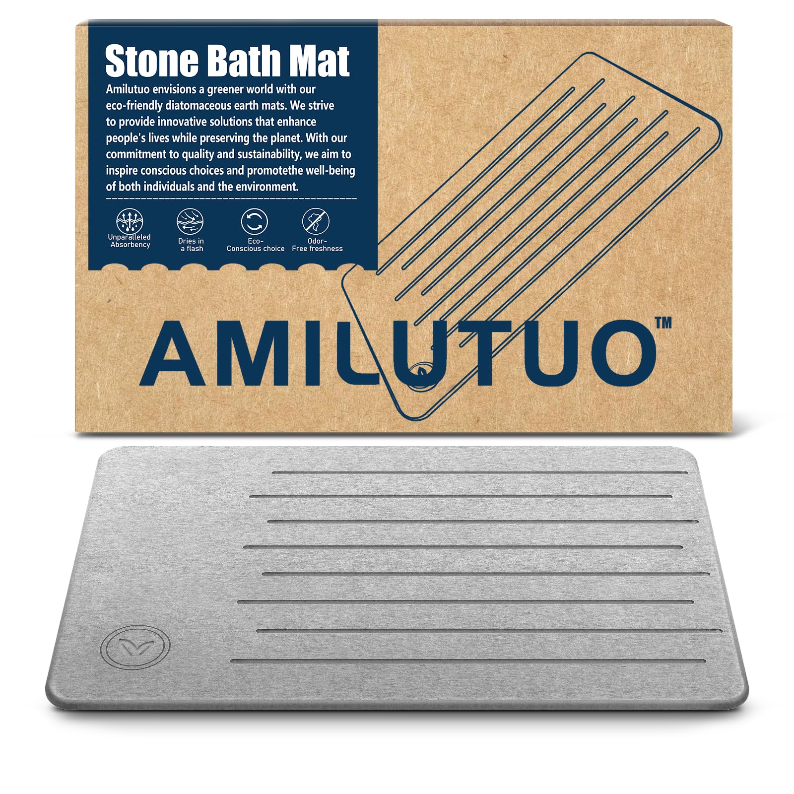 Amilutuo Stone Bath Mat, Diatomaceous Earth Bath Mat, NonSlip