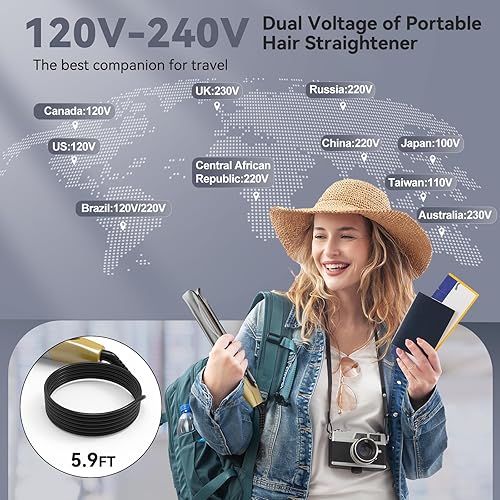 Miniatura 8 de Quico Plancha plana profesional con cuidado del cabello, 11 ajustes de temperatura, alisador de pelo de doble voltaje y rizador con apagado