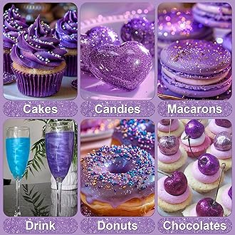 Purple Edible Glitter - 5g Food Grade Cake Decorating Shimmering Glitter, Edible Sprinkle Luster Dust for Drinks, Chocolates, Fondant, Strawberries, Cupcakes, Candy, Valentines Cookie - Vegan