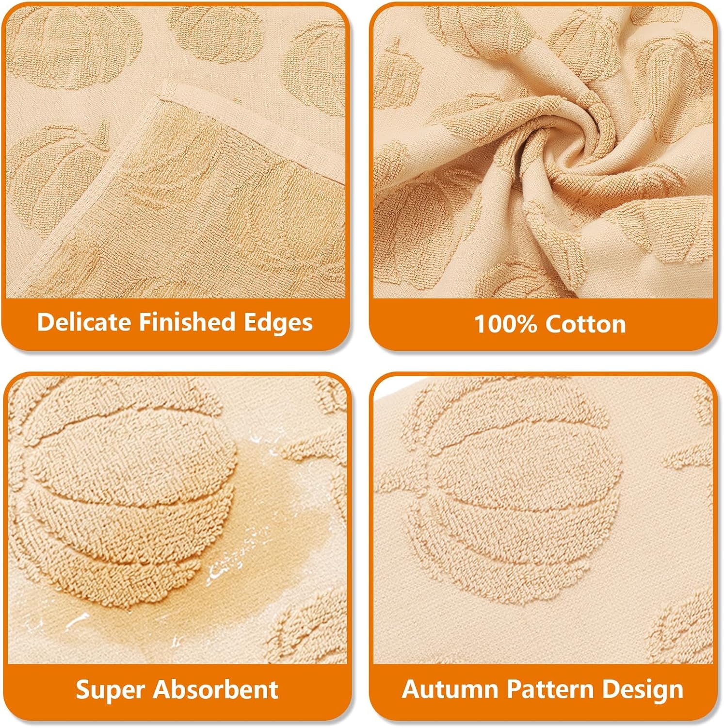 JarThenaAMCS 3Pcs Fall Football Hand Towels Pumpkin Maple Leaf Football 3D Jacquard Cotton Bath Towel Autumn Decorative Dish Towel for Thanksgiving Holiday Bathroom Kitchen Decor