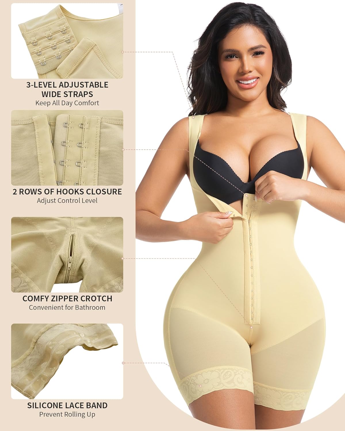 Fajas Colombianas Moldeadoras Shapewear for Women Tummy Control Postpartum Body Shaper Butt Lifter with Zipper Crotch - Image 3