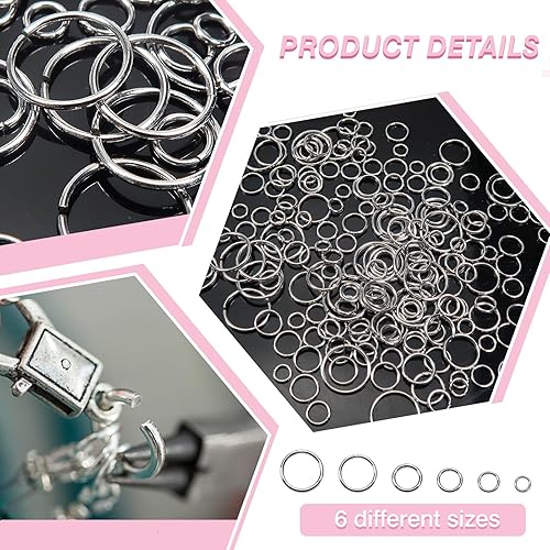 Miniatura 5 de TOAOB - 1000 anillos de salto para fabricación de joyas de acero inoxidable abiertos, conectores de anillo O para manualidades, collares, pulseras,
