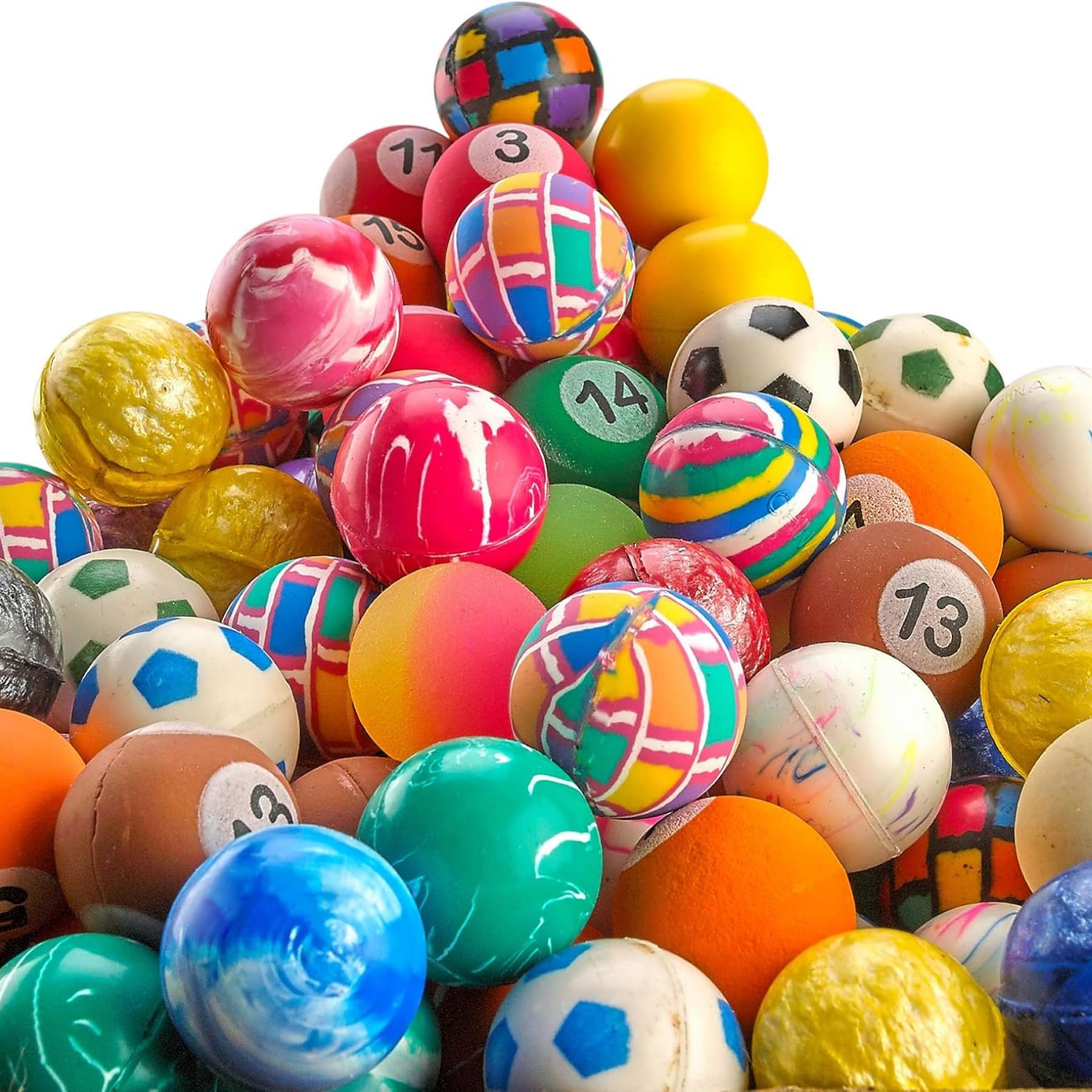 Bedwina Bouncy Balls in Bulk - Pack of 250 (1inch/27mm) Hi Bounce Ball Variety Assortment Mix, Colourful and Small Rubber Bouncy Balls for Game Prizes, Party Bag Fillers for Kids, Kids' Party Favours