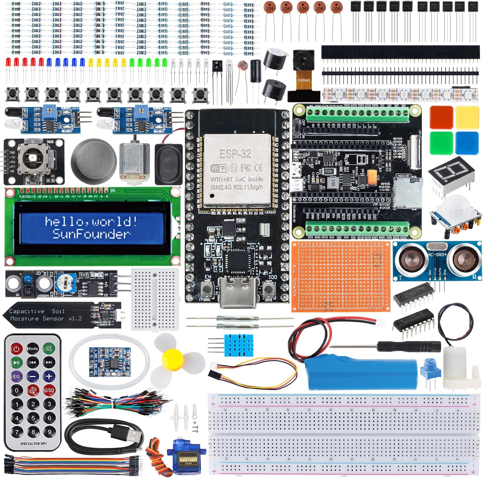 SunFounder ESP32 Ultimate Starter Kit (Compatiple with Arduino) Pinout Board with ESP32CAM, WiFi, Python C Scratch, Video Courses, IoT for Beginners Engineers, ESP32 Board & Battery Included