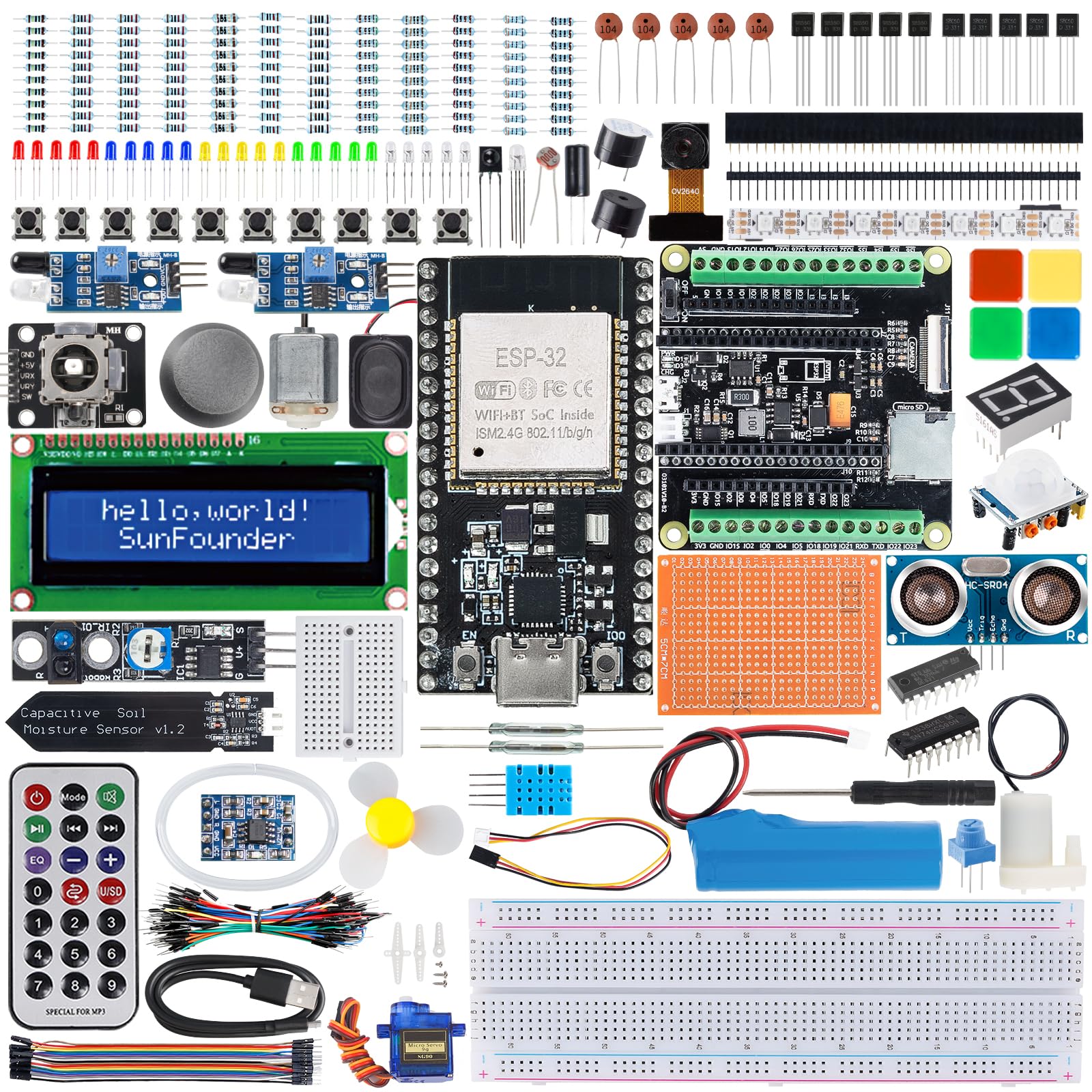 SunFounder ESP32 Ultimate Starter Kit (Compatible with Arduino) ESP32CAM, RoHS Compliant, Python C Scratch, Video Courses, IoT for Beginners Engineers, ESP32 Board & Battery Included