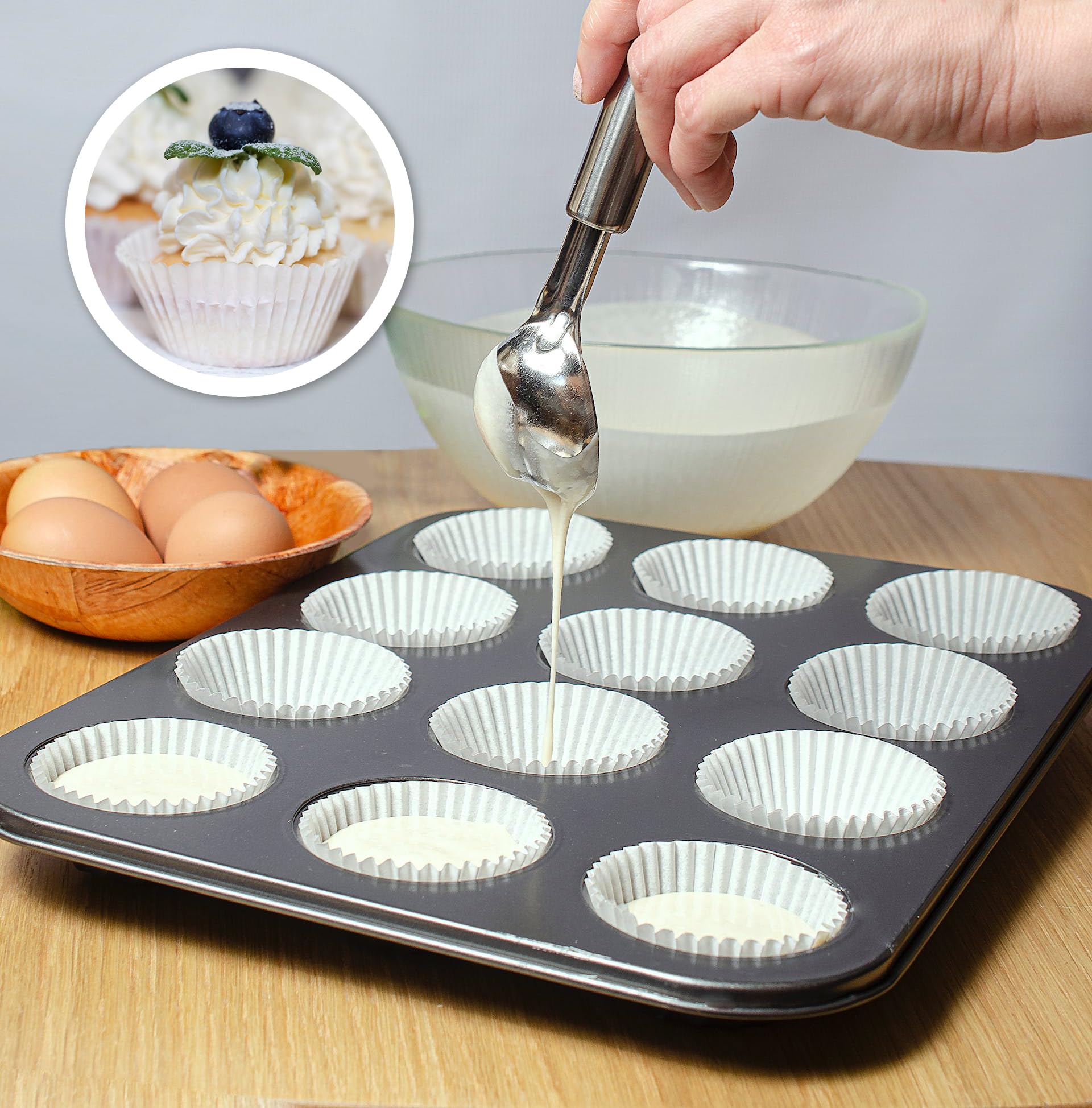 500 forros para magdalenas, de color blanco, para alimentos, de grado alimenticio, a prueba de grasa, para Navidad, fiesta de Halloween GoldenBakeryFamily