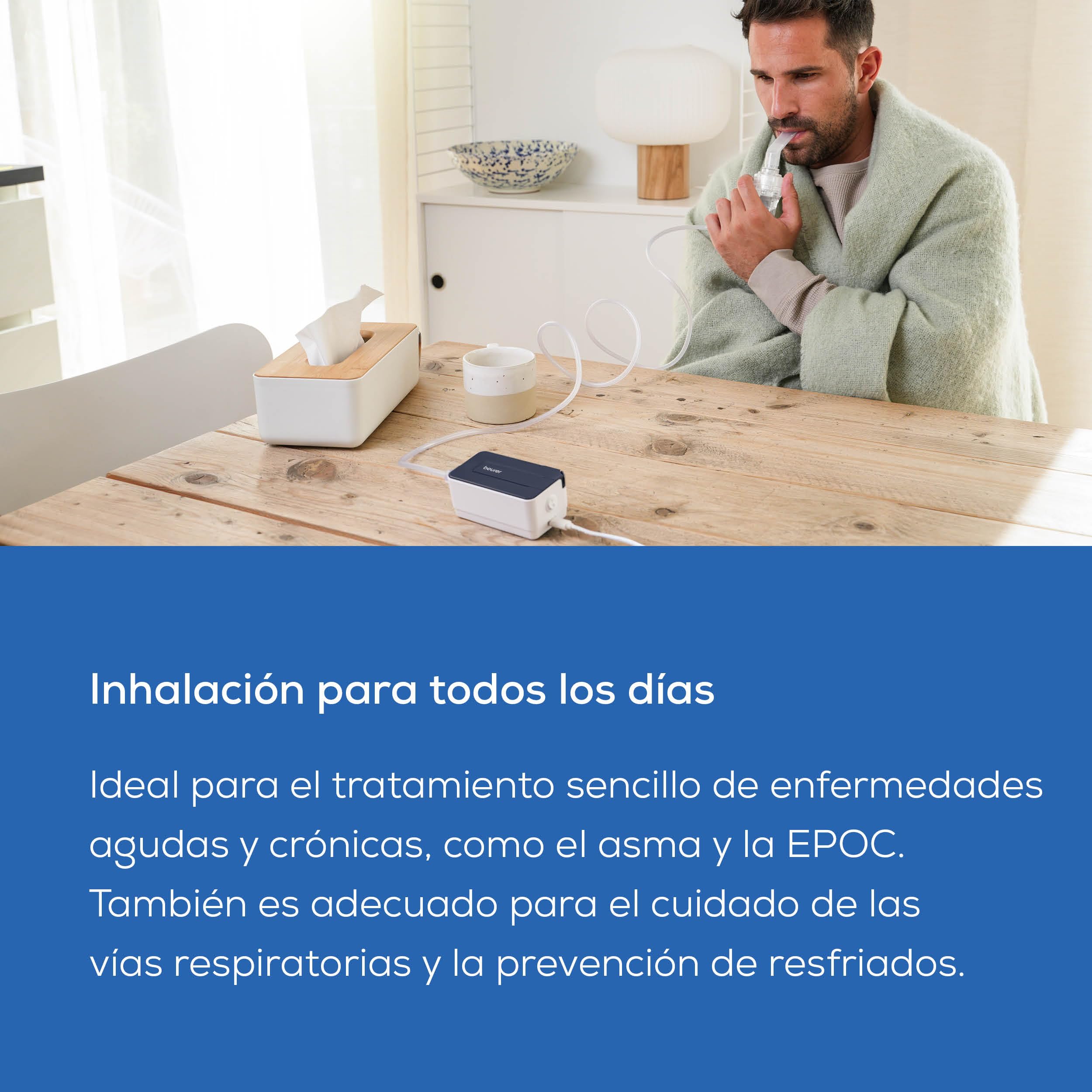 Beurer IH 15 Inhalador, dispositivo para resfriados y enfermedades respiratorias como asma y EPOC, nebuliza medicamentos, pequeño y ligero, operación con un botón, ideal para uso diario