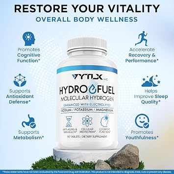 Hydrogen Water Tablets with Electrolytes | 12 PPM Molecular H2 Tablets for Drinking Water | Effervescent Hydrogen Water Tabs with Magnesium, Sodium, Potassium (90 Count)
