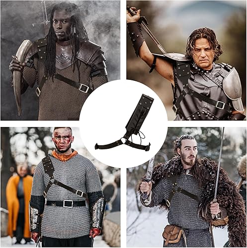 Miniatura 7 de Funda de espada renacentista, armadura medieval de guerrero, funda para hombro y espalda, soporte para rana cruzada, soporte de espada retro