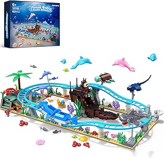 Anvure Ocean Roller Coaster Adventure Park Building Set, Friends Blocks Kit with Submarine & Dolphins Railcar Rollercoaster, Gift for Kids Birthday Children's Day Christmas