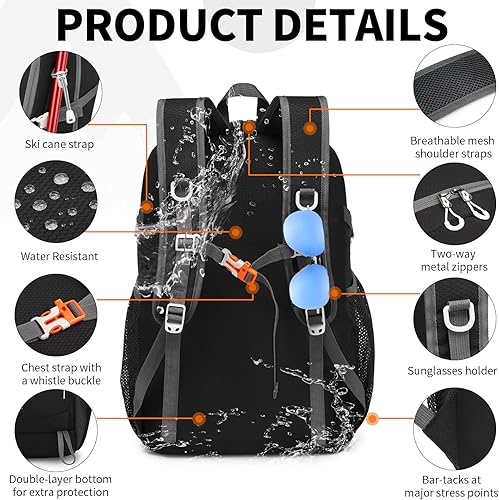 Miniatura 3 de Mochila plegable ligera de 35 litros - Mochila plegable duradera para viajes, senderismo y gimnasio (negro)