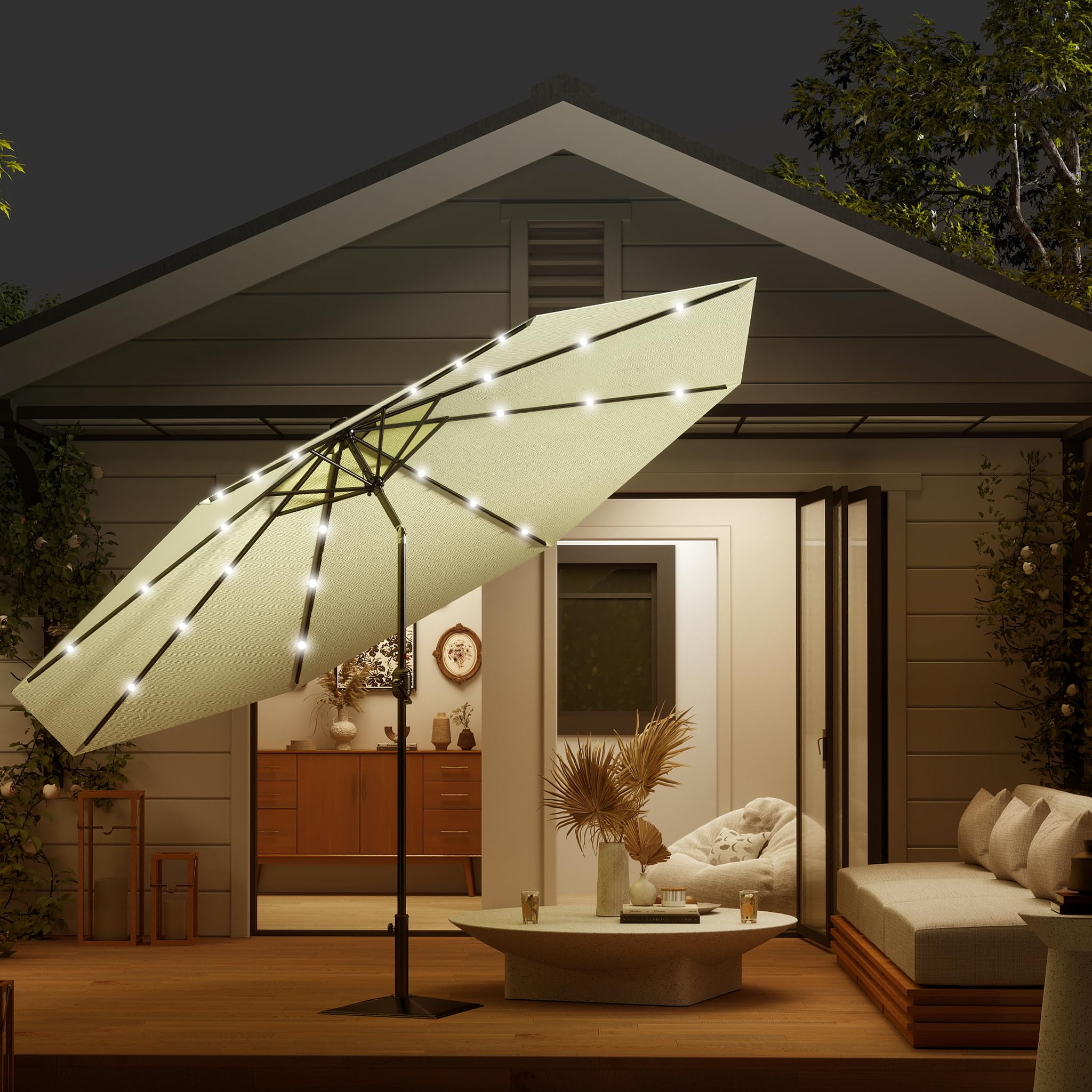 HENGMEI 300 cm, 350 cm, aluminiowy parasol przeciwsłoneczny, ogrodowy, na taras, na plażę, z korbą z ochroną UV 40+, na balkon, do ogrodu, na taras