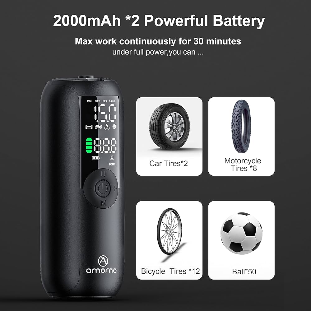 ワイヤレス ポータブルポンプ 150 PSI コンプレッサー Amazon.co.jp: AMORNO ポータブルエアコンプレッサーミニバイク