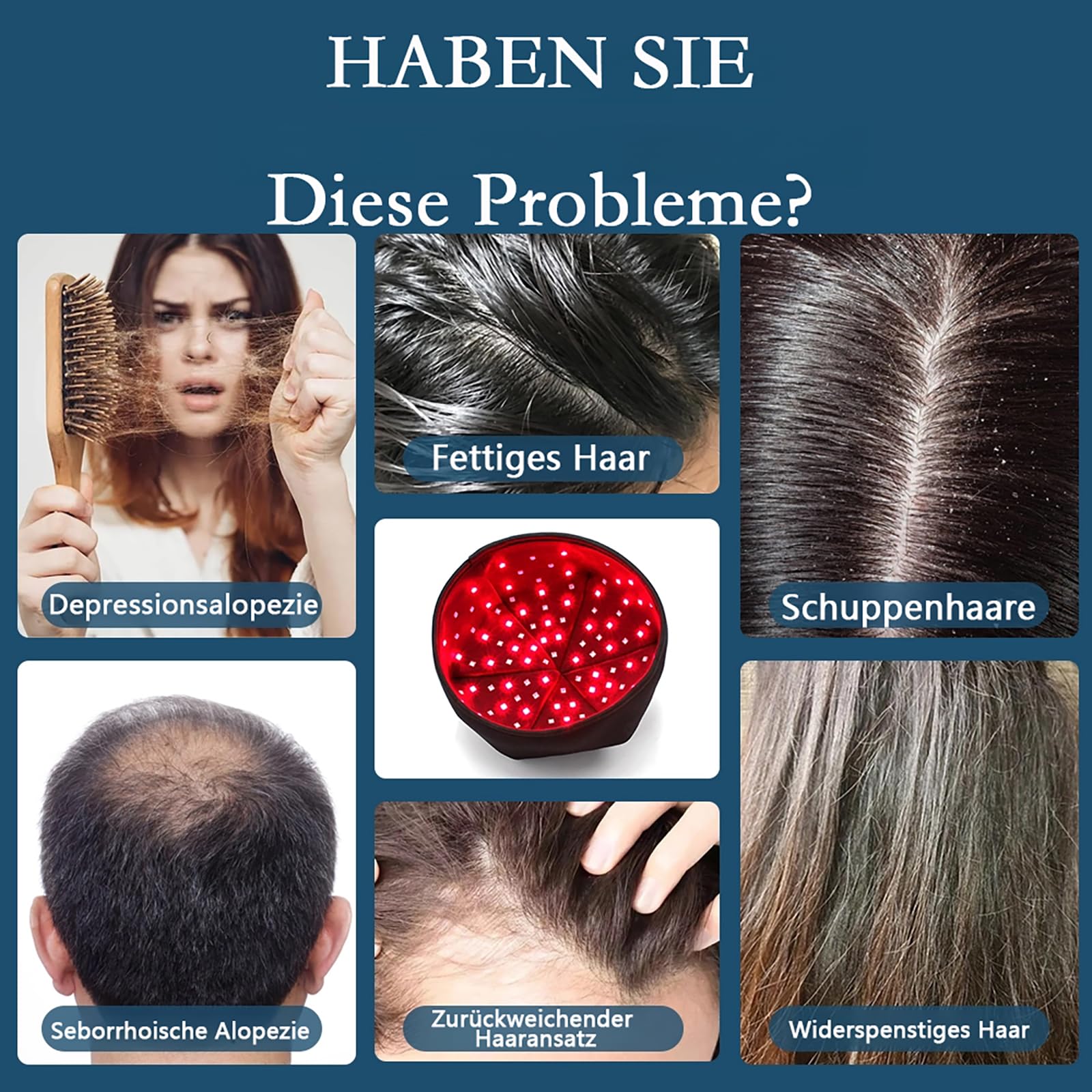 Rot & InfrarotTherapie für Haarwachstum und Schmerzlinderung 660nm 850nm Therapiemütze LED Infrarottherapie Rotlichtlampe für Haarausfall Schmerz Nachwachsen der Haare(Schwarzes Plug-In)