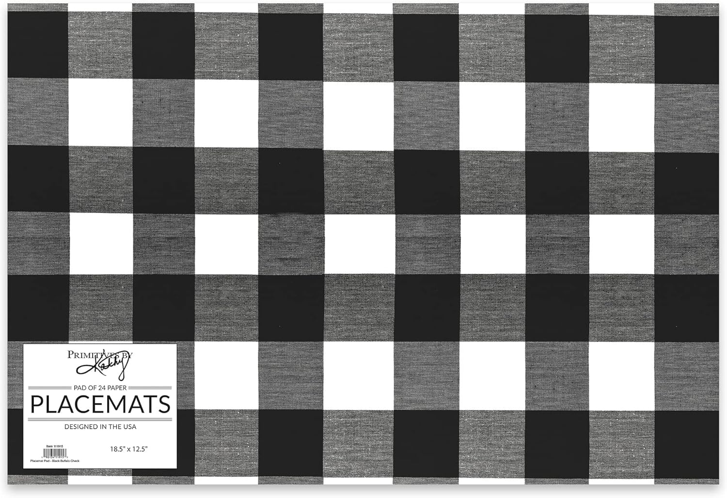 Paper Placemat Pad - Black Buffalo Check