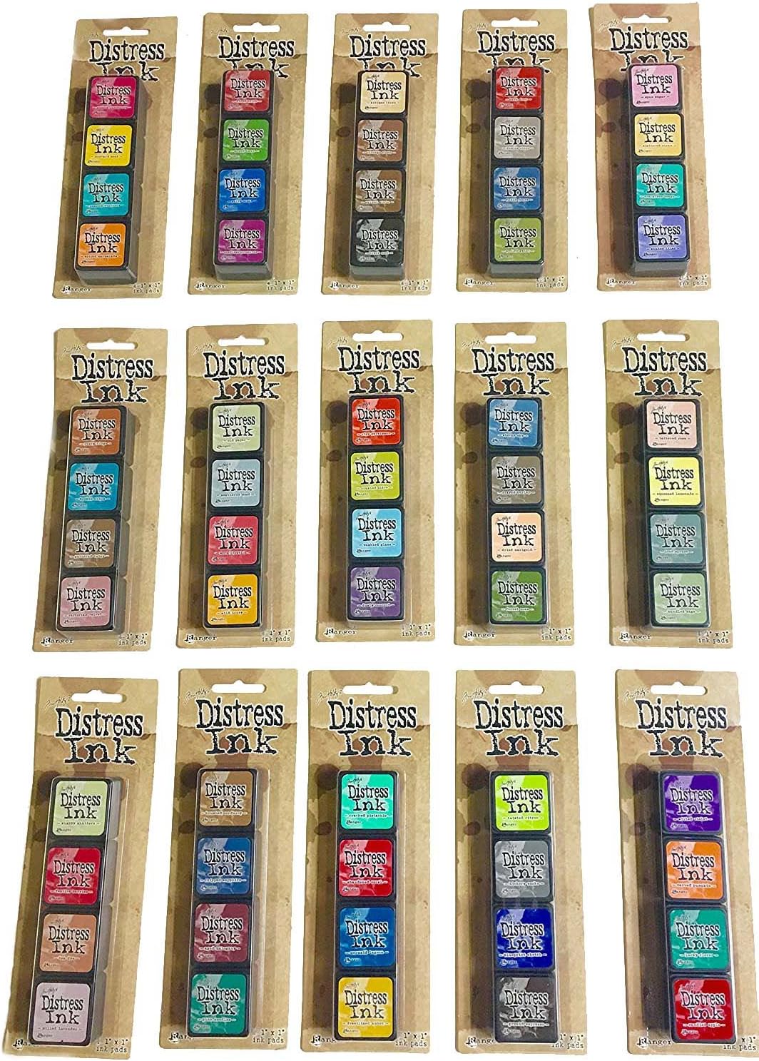 Tim Holtz Distress Mini Ink Pad Kits - #1-15, Super Bundle of all 60 Colors