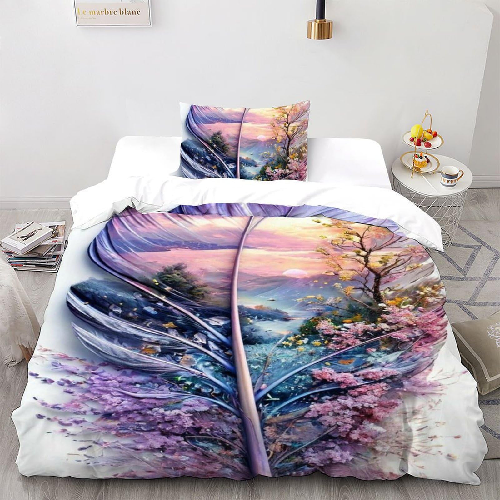 Set de deux pièces paysage antistatique pour enfants parure de lit luxe 135x200cm