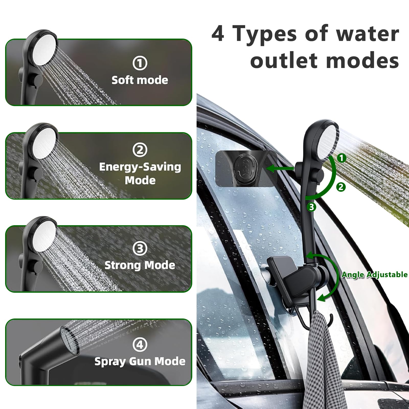 BORDEAG Tragbare Campingdusche mit Akku 6000mAh Wiederaufladbar, Camping Dusche mit Pumpe, Duschkopf, Klappbarer Eimer, Outdoor Mobile Duschen, Außenduschen für Autowaschen, Reisen, Strand, Camping