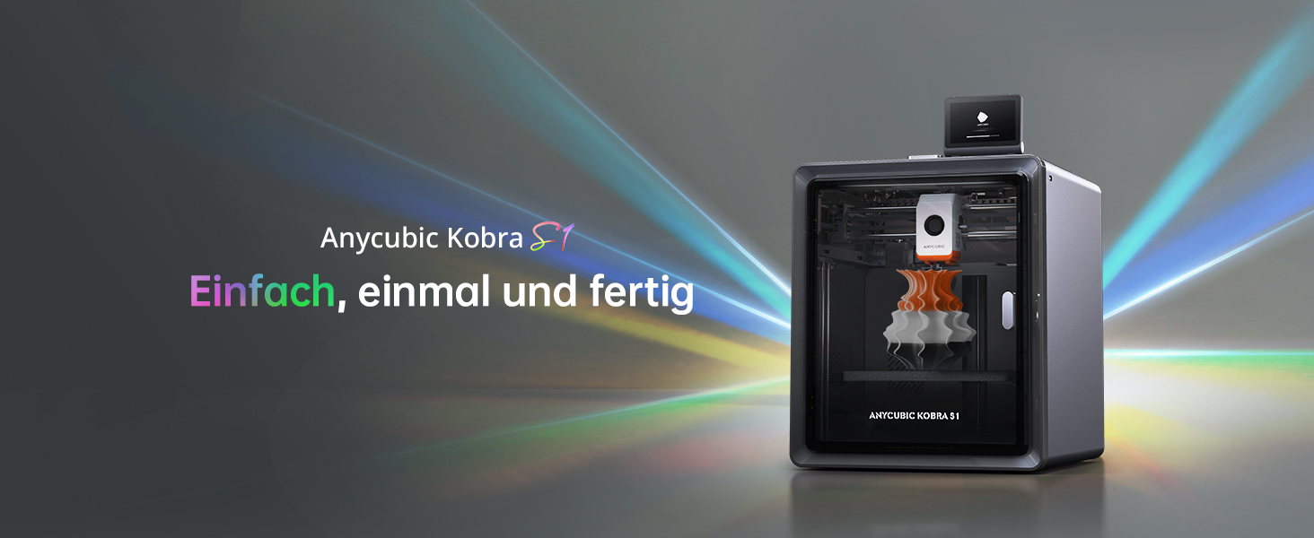 Anycubic Kobra S1 3D-Drucker, 600mm/s Hochgeschwindigkeitsdruck, 320°C Hotend mit Abnehmbarer Düse, Dreifach-Kühlsystem, Skalierbarer Vierfarbdruck Anycubic Kobra S1 3D-Drucker, 600mm/s Hochgeschwindigkeitsdruck, 320°C Hotend mit Abnehmbarer Düse, Dreifach-Kühlsystem, Skalierbarer Vierfarbdruck
