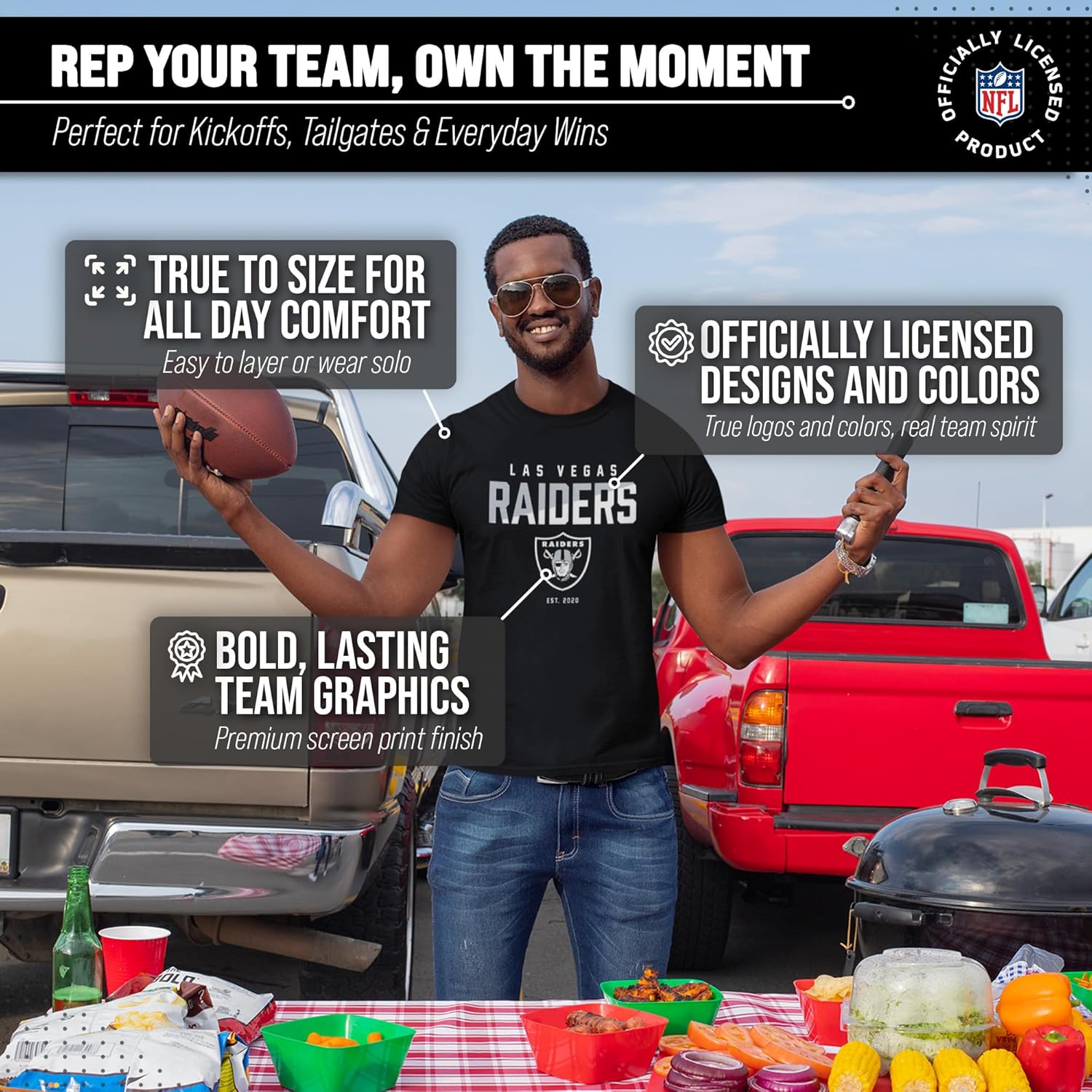 Team Fan Apparel Adult NFL Diagonal Fade Color Block T-Shirt - Officially Licensed - Tagless - 100% Cotton - Unisex - Image 5