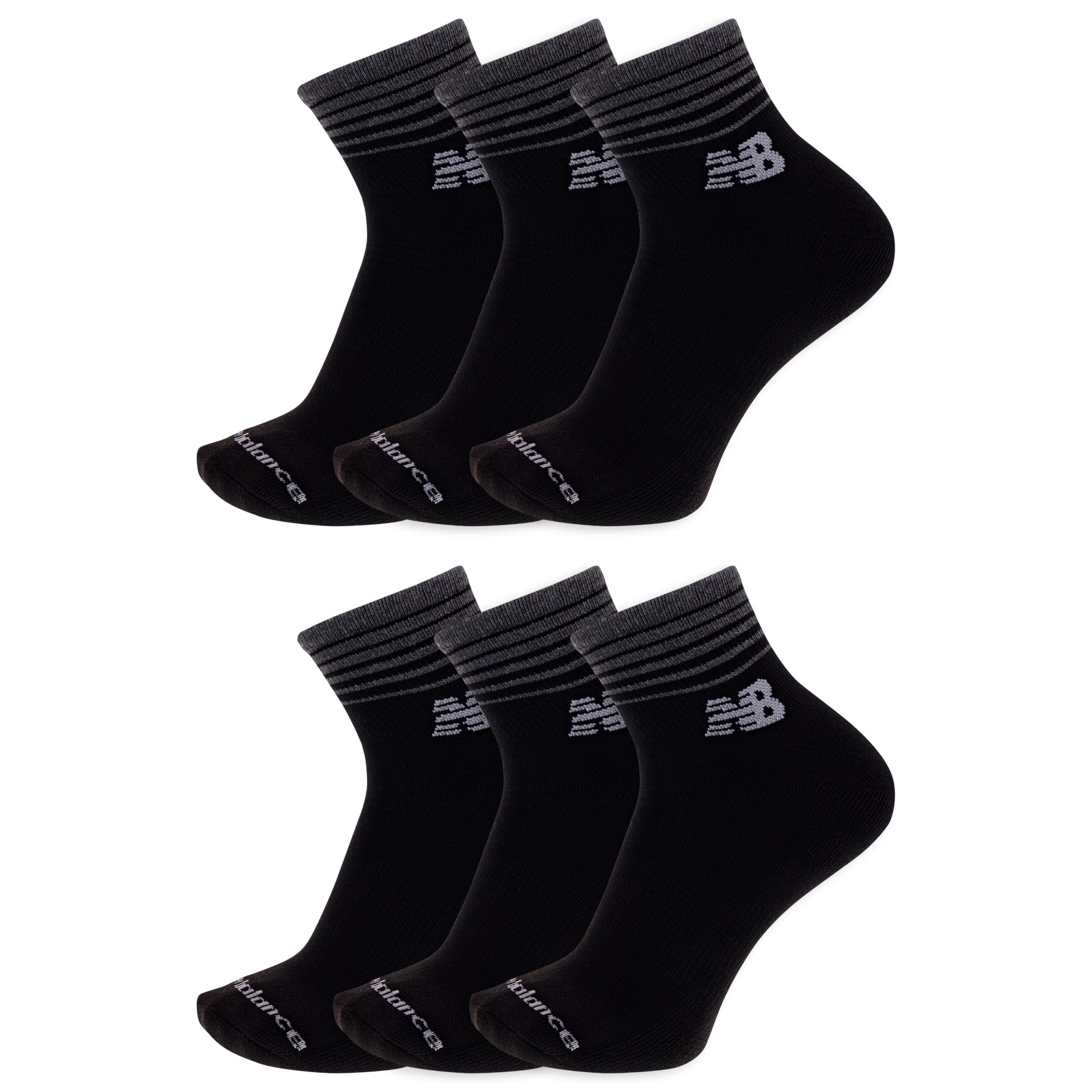 New Balance Women's Performance Cushioned Ankle Socks-6 Pairs-Moisture Wicking, Black, M