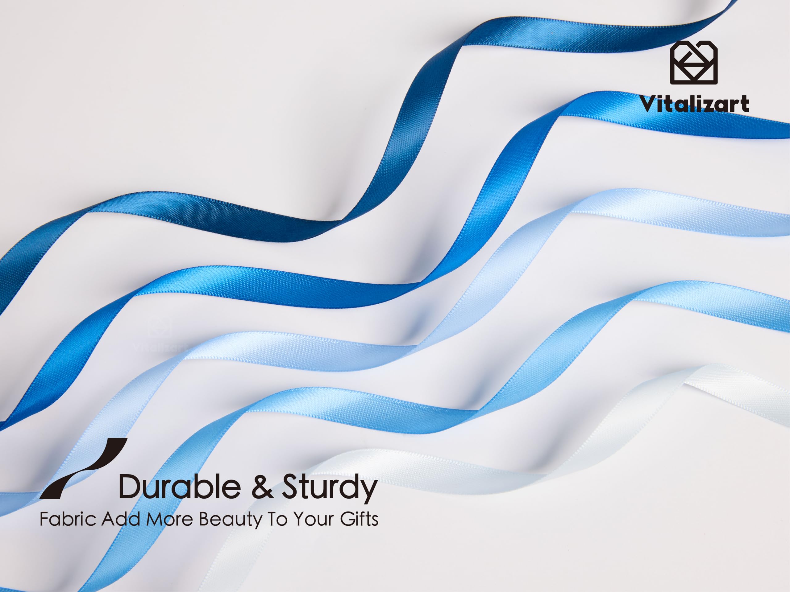 Vitalizart Blue Series Satin Ribbon for Crafts 3/8'' x 50Yd (5 Rolls x 10Yd) - Image 4