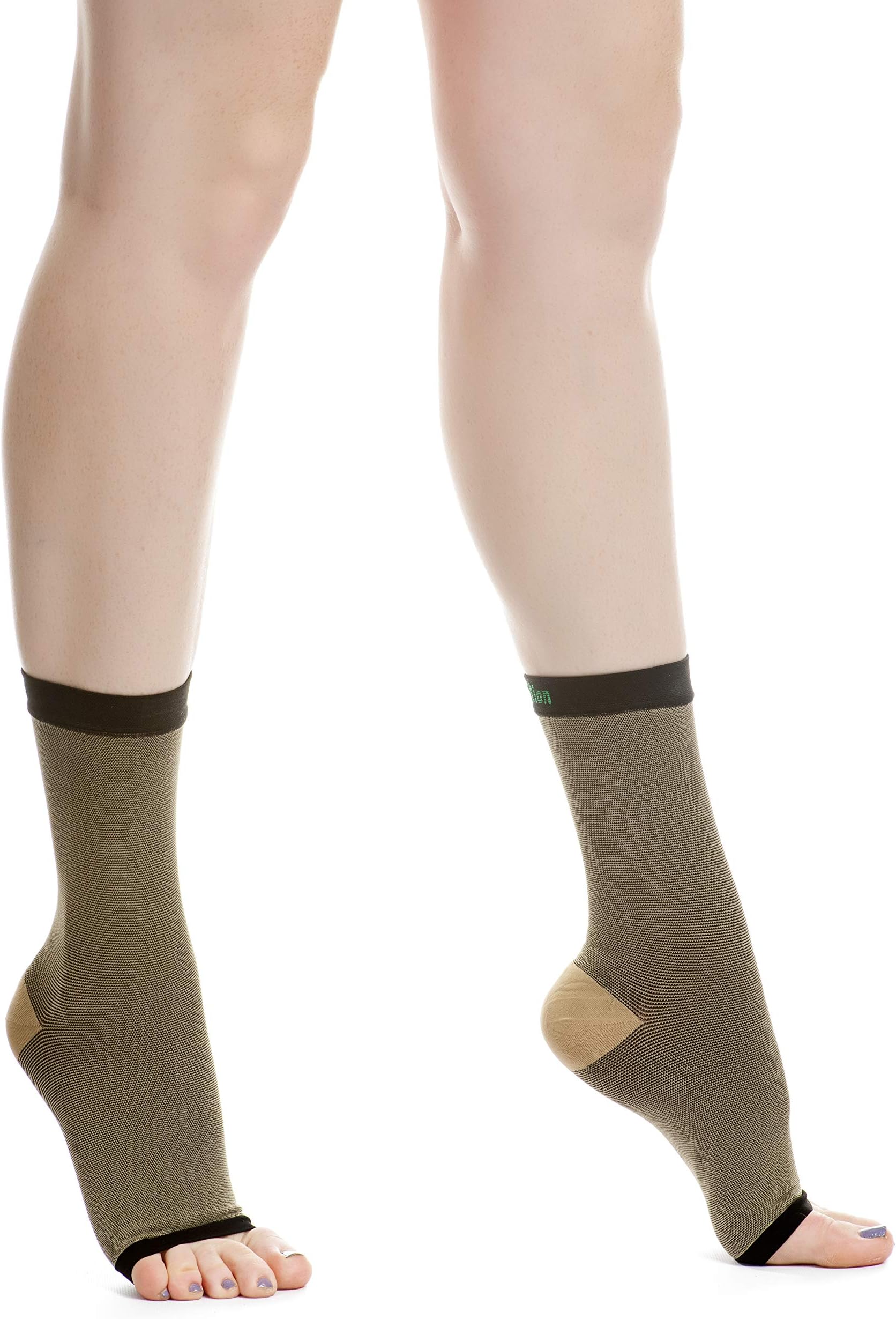 EvoMotion USA Made Copper Compression Ankle Sleeves - Men and Women Foot Brace - Wear for Support and Recovery of Plantar Fasciitis, Heel Spur, Achilles, Arch 1 Pair (Small, Black Copper)