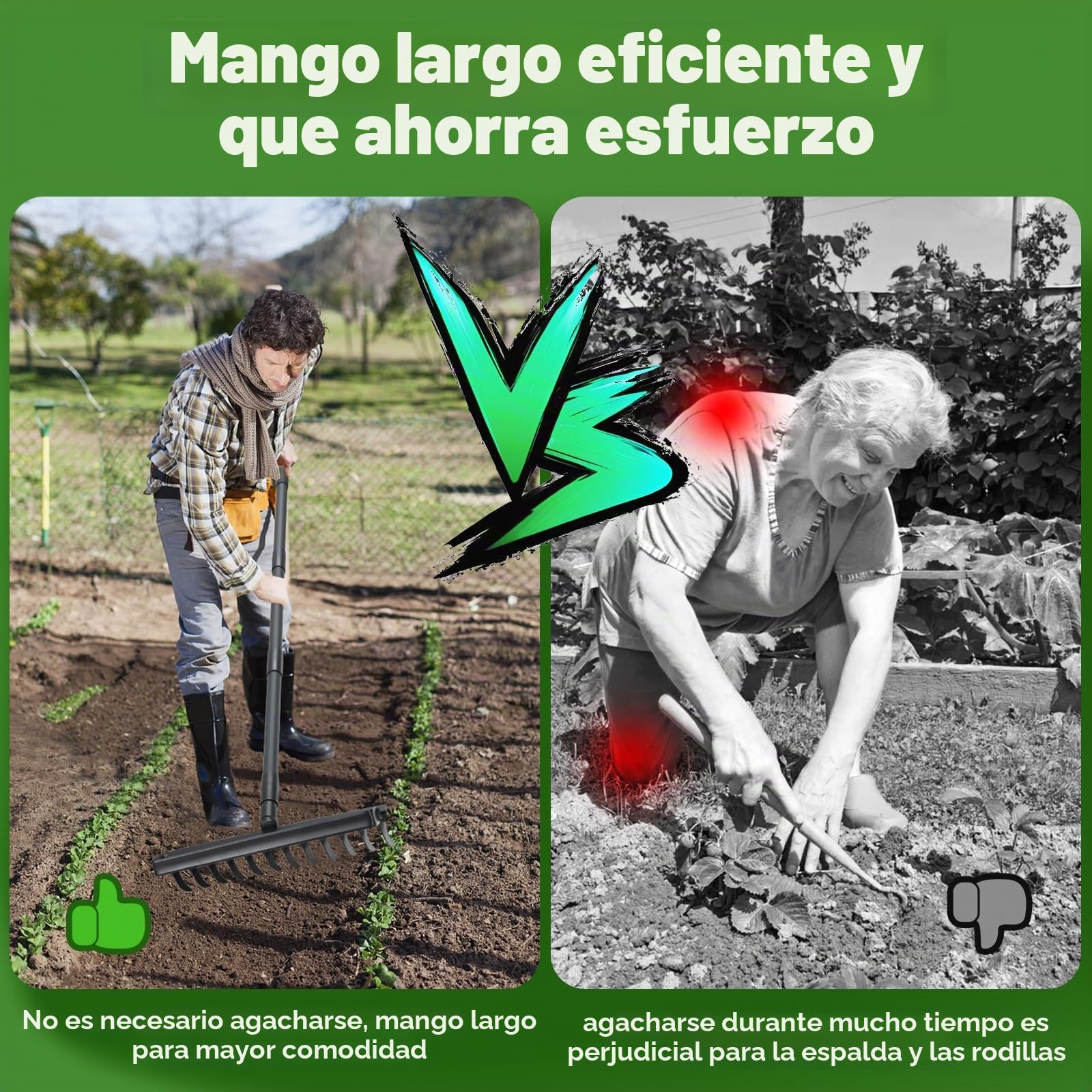 Herramienta de jardín azada 2 en 1, cultivadores de 12 dientes para jardinería, herramienta extractora de malas hierbas con mango largo de 193 cm para jardinería, deshierbe, siembra, excavación