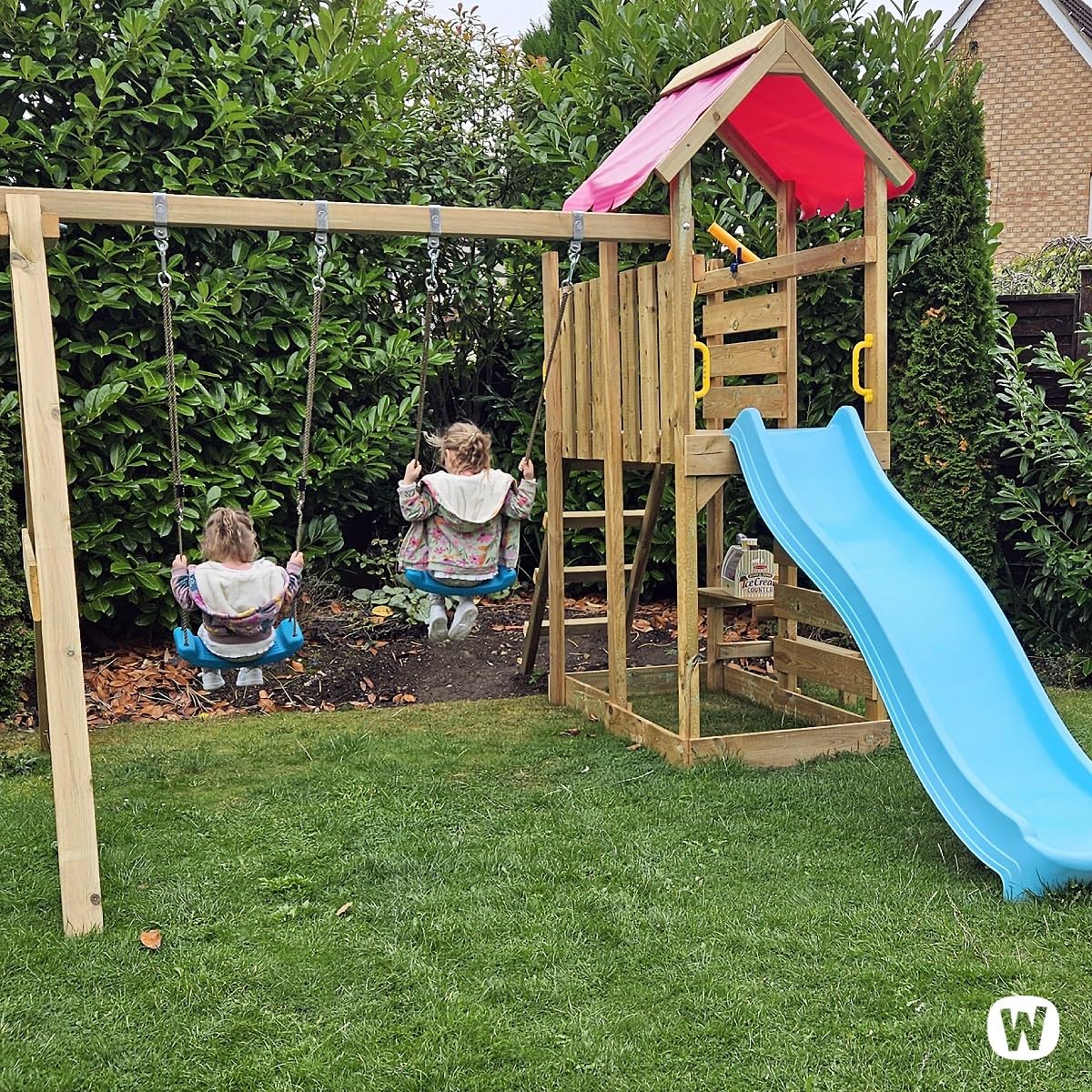 Aire de jeux bois WICKEY JoyFlyer avec toboggan 220 cm anthracite, mur d' escalade et bac à sable – 10 ans de garantie* - Jeux - Jouets Aire de jeux bois WICKEY JoyFlyer avec toboggan 220 cm anthracite, mur d' escalade et bac à sable – 10 ans de garantie* - Jeux - Jouets