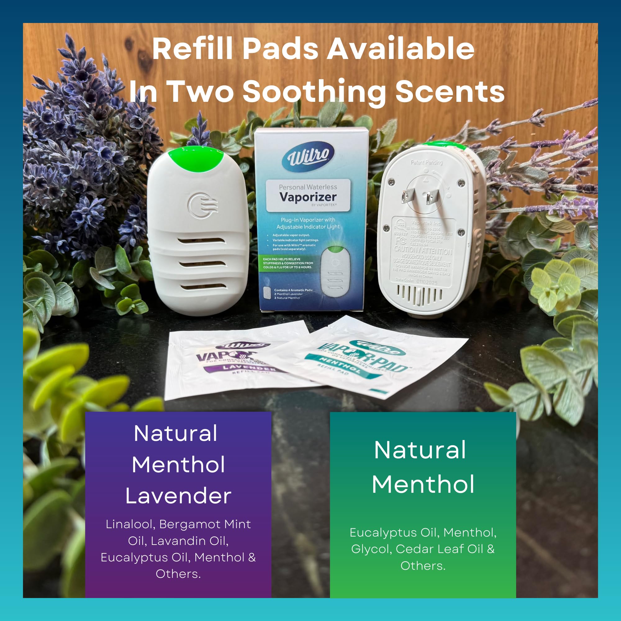Amazon.com: Wilro Sample Pack, 6 Calming Lavender & 6 Soothing Menthol  Vapor Pad for Humidifiers, Vaporizers and Waterless Plug in Units, Made in  the USA, 12 Pack : Appliances
