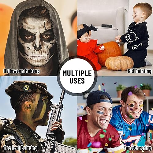 Miniatura 6 de MEICOLY White Eye - Barra negra para ojos, impermeable, para béisbol, sóftbol, fútbol, lacrosse, blanco, para Halloween, SFX, cosplay, cadáver,