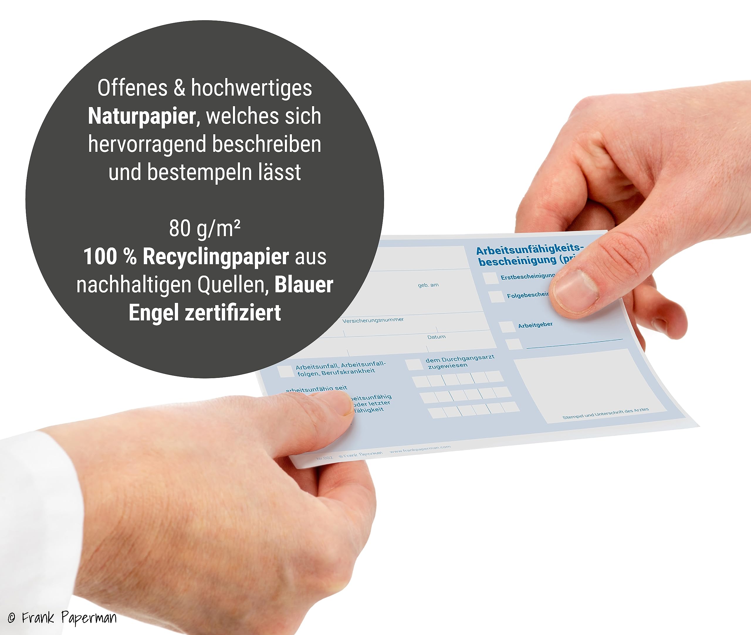 150x Blatt Attest block für Krankschreibungen | ungeblockt | Vordruck Arbeitsunfähigkeitsbescheinigung im DIN-A6-Format | Arzt Zubehör