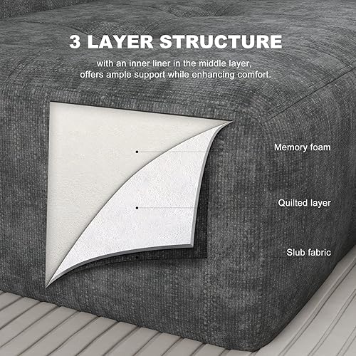 Miniatura 5 de Camillas modulares modulares de 105 pulgadas para sala de estar, sofá modular Cloud con asiento profundo, sofá convertible en forma de L, sofás