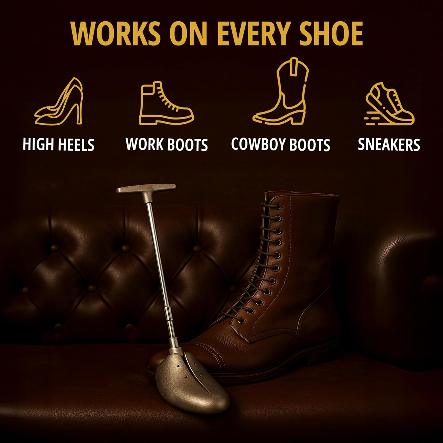 Leather Hero Heavy-Duty Metal Shoe Width Stretcher – Cast Aluminum Toe Box Expander for Men’s & Women’s Boots, Heels & Shoes – Professional Shoe Stretcher for Tight Fit Relief - Image 6