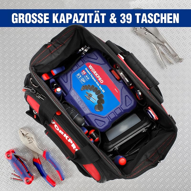 WORKPRO Elektromosszerelő Szerszámos Táska 1680D Poliészter 42x25x34cm