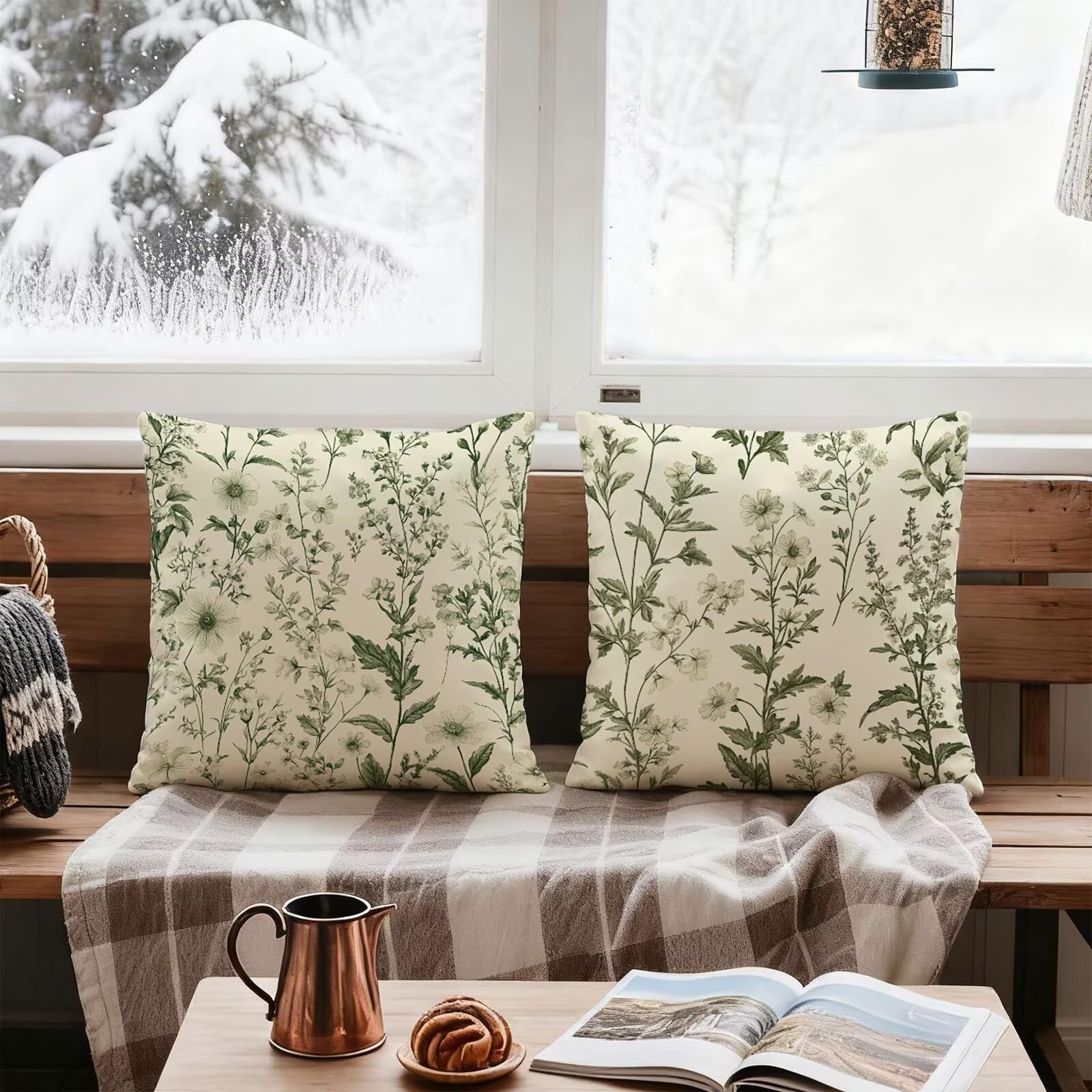 Verde Funda Cojin 60x60 Planta Funda Almohada 60x60 Cojines Sofa Súper Suave Fundas Cojines Decorativos Fundas Almohadas 4 Piezas Almohada Cervicales y Cuello, para Hogar Cama Salon Decoracion E - 603
