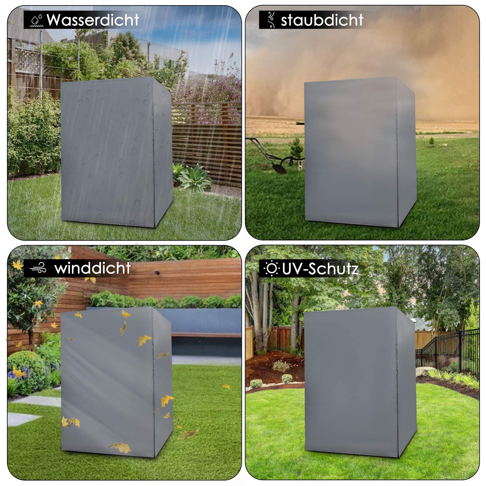 Strandkorb protector Strandkorbabdeckung Strandkorbhülle Möbelschutzhülle cobertura Gartenmöbel 130x170x100 cm Winterfest estanco Winddicht Schwerlast Reißfest grau con Reißverschluss