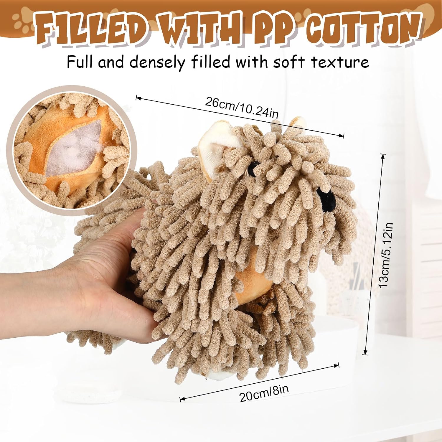 tegeme 1 pcs chenille dog hand towel fuzzy dog towel absorbent microfiber soft for bathroom kitchen washstand (brown) 1 brown