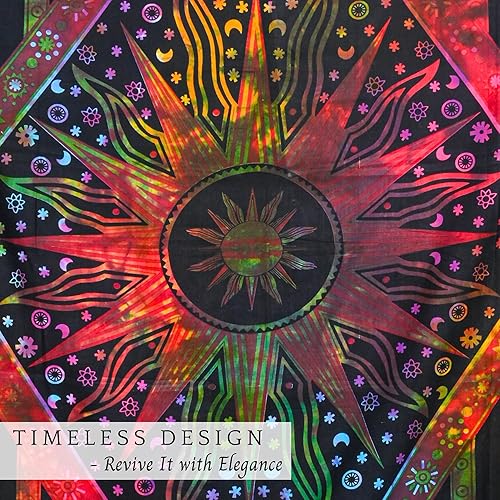 Miniatura 7 de RAJRANG - Tapiz celestial para dormitorio, decoración del hogar, dormitorio, sol, luna, estrella, trippy, arte de pared espiritual barato, tapices