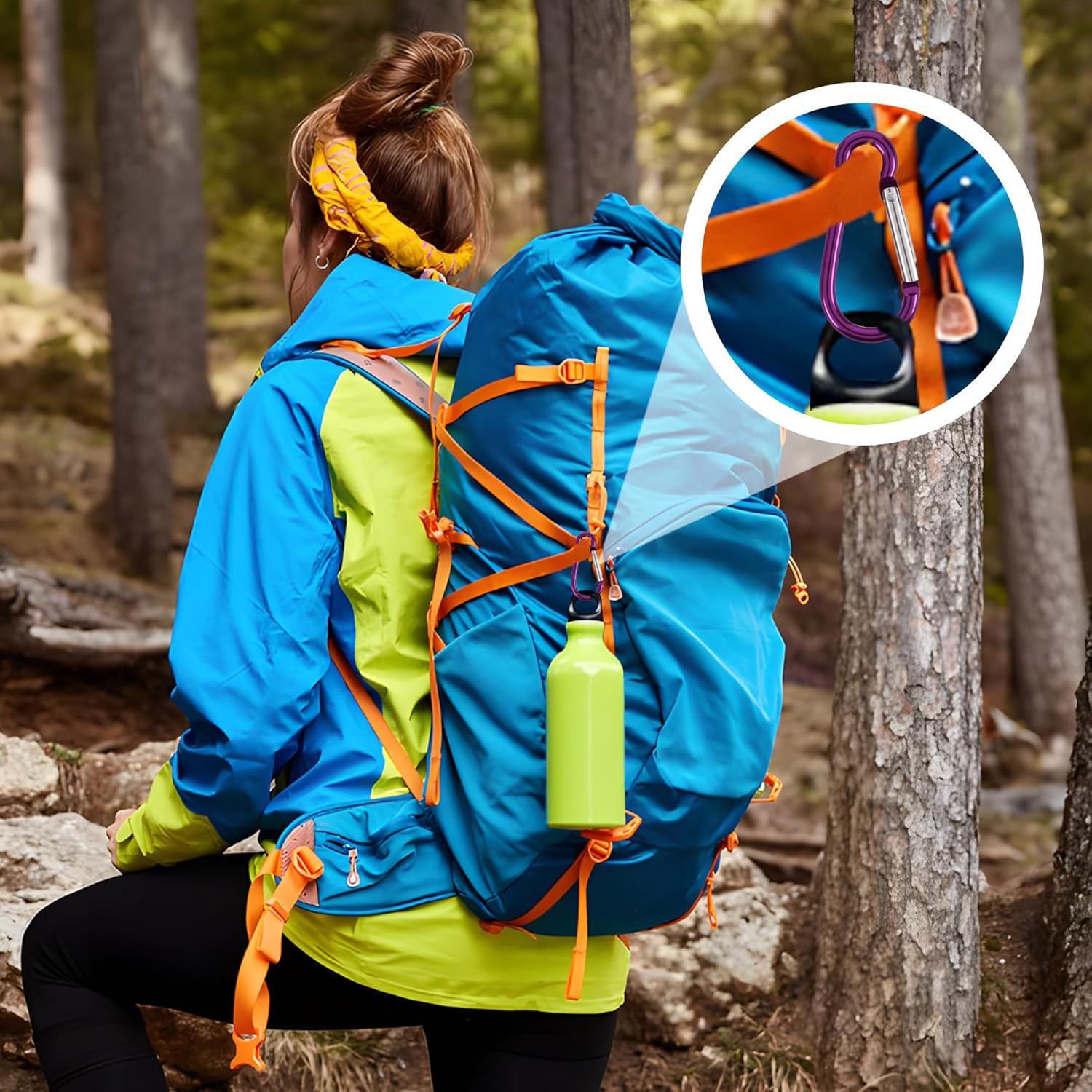 30pcs 1.9" Carabiner Caribeener Clips Spring Snap Hook Clips ， red, Light Blue, Purple, Silver and Black. Used for Connecting Equipment to Backpacks or Belts, securing Tents Various - Image 4