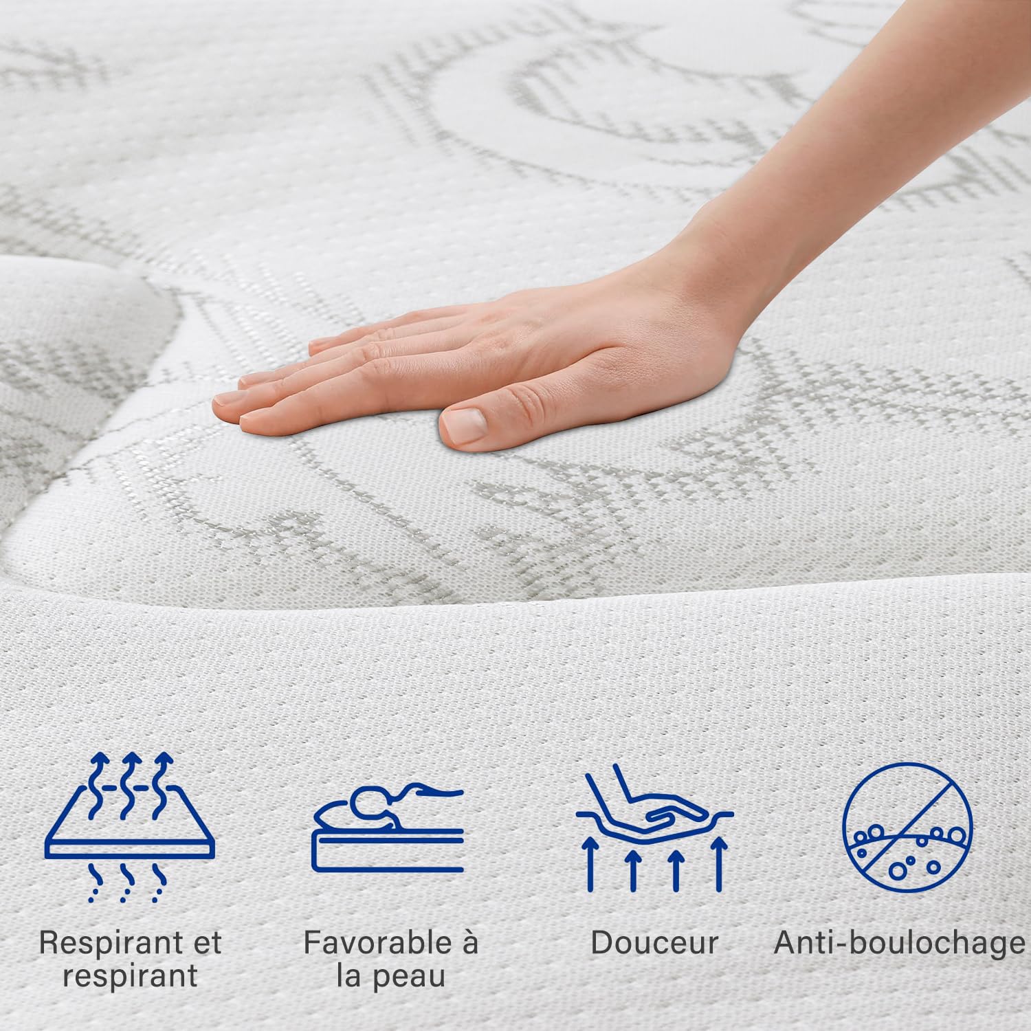 Matelas 140x190 cm, Ép 30cm, Certifié Oeko-Tex, Luxe Matelas 2 Personne en Mousse à Mémoire de Forme, Fermeté Moyenne et Respirable, matelas de lit d'adulte, Soutien Parfait, Ressorts Ensachés