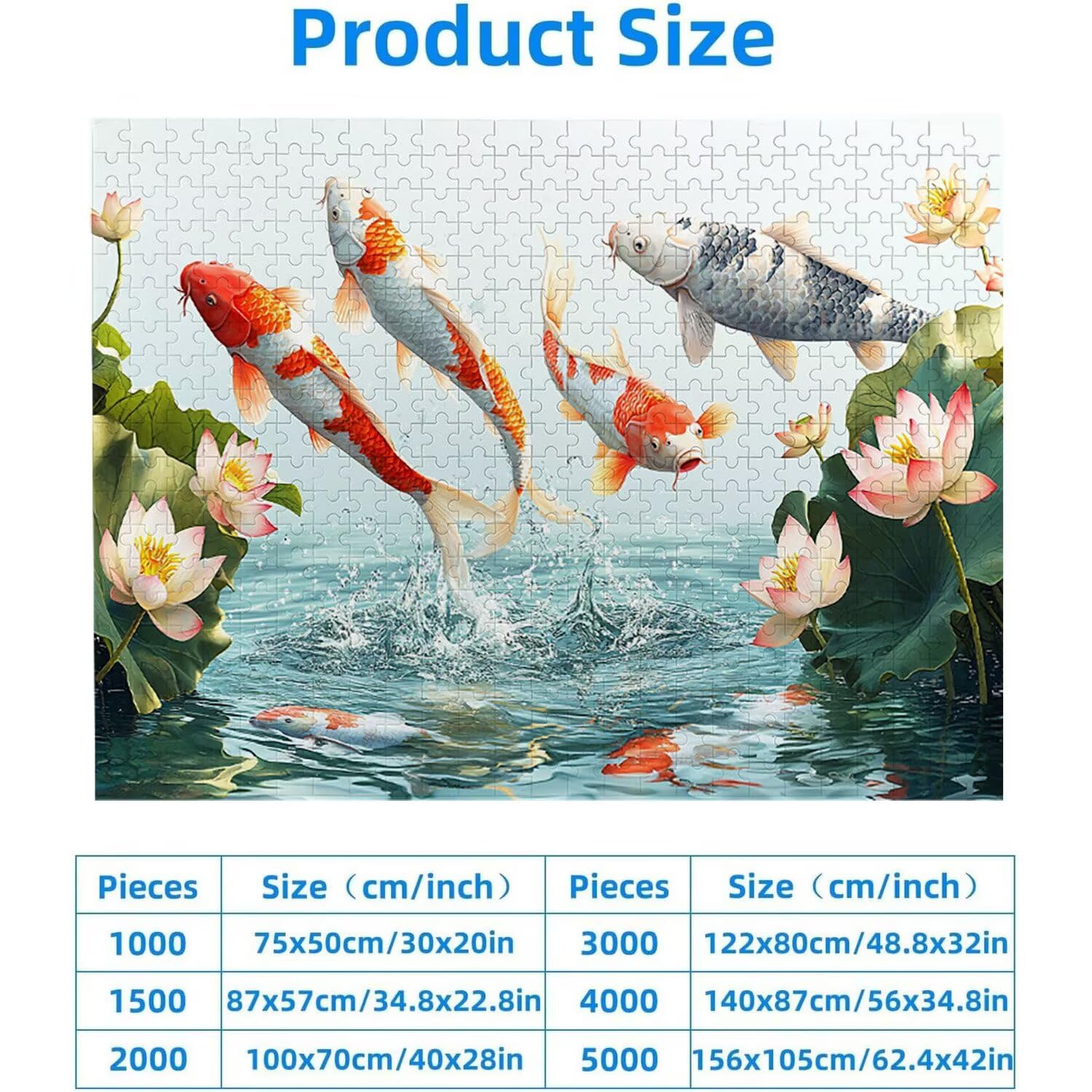 Puzzle 5000 elementów dla dorosłych puzzle dla dorosłych 5000 elementów puzzle wymagające i drażniące mózgi gra edukacyjna dla całych prezentów dla mężczyzn, motyw puzzli: (kwiaty koi i lotosu) h-478
