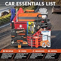 Vista 6 de Car Emergency Kit with Portable Air Compressor, First Aid Kit, Jumper Cables, Roadside Safety Emergency Tool Kit for Women, Men, Teen