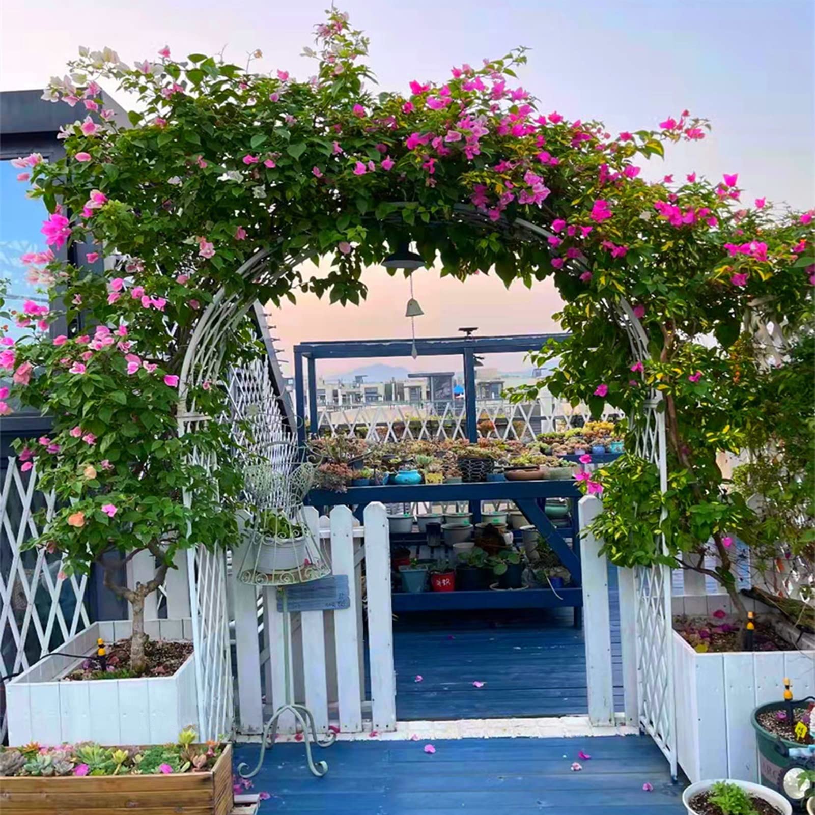 Arco da giardino per piante rampicanti, griglia in ferro battuto, arco per rose, pergolato decorativo da giardino, facile da installare, per esterni, prato, terrazza, matrimoni e serate romantiche
