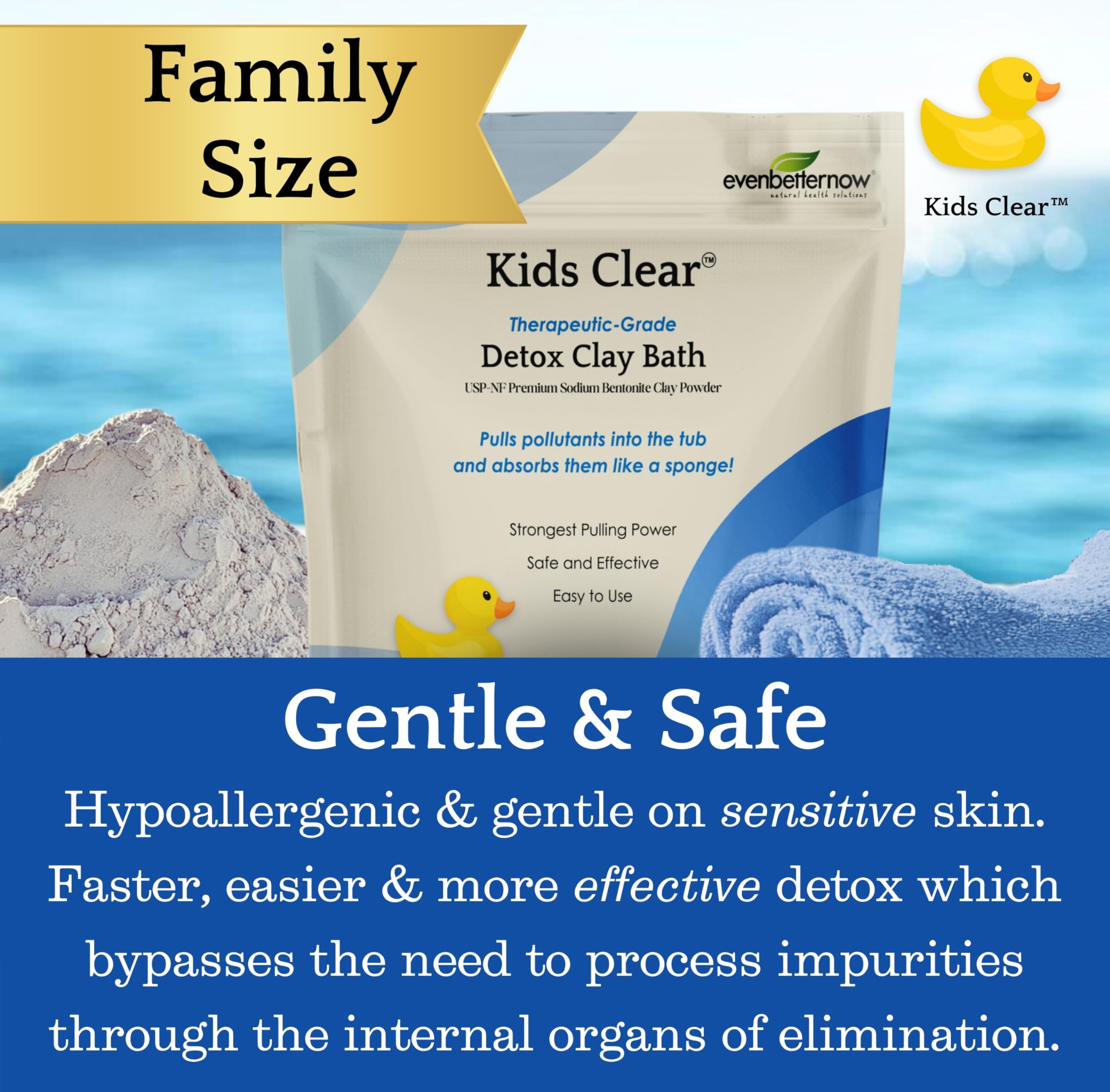 Evenbetternow Kids Clear Detox Clay Bath, Pure Sodium Bentonite