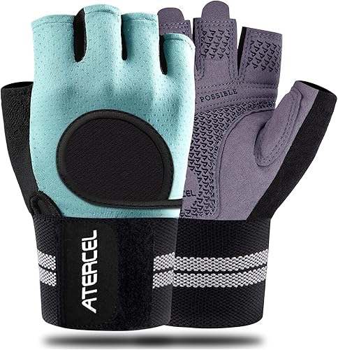 ATERCEL Guantes de entrenamiento transpirables con soporte de muñeca para gimnasio, ejercicio, dominadas, súper ligeros para hombres y mujeres,