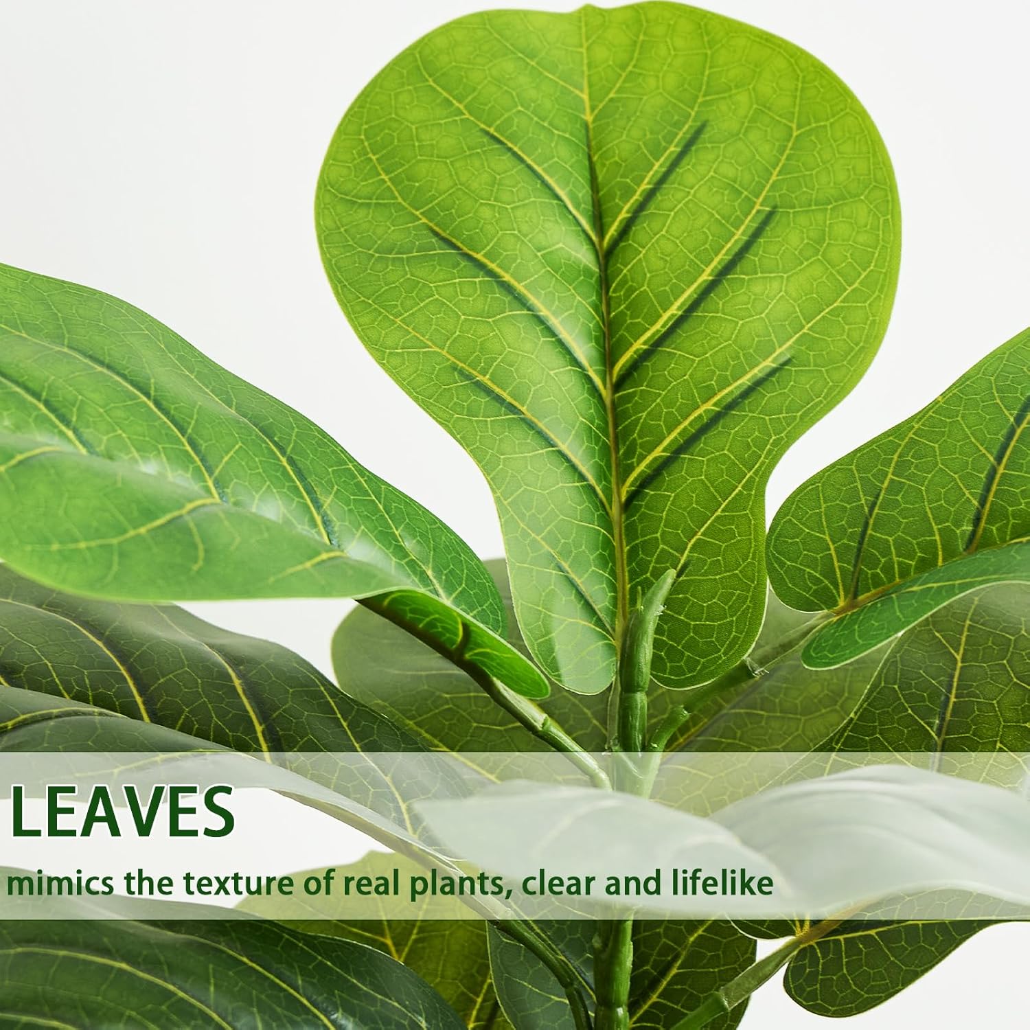2 Pack Artificial Fiddle Leaf Fig Tree 2.5FT - Faux Ficus Fake Lyrata Plant in Black Pot - Artificial Plants Indoor with Pebble - Greenery Likelife Fig Plants for Home Office Room Porch Decor