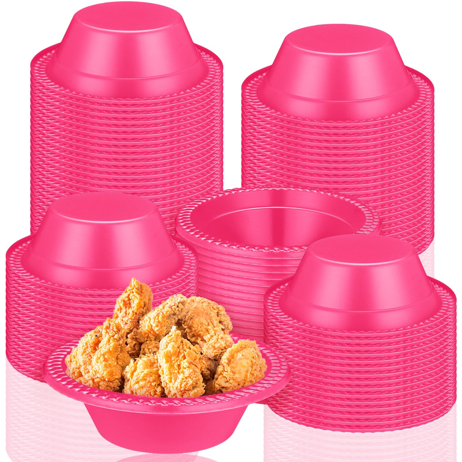 Lallisa 100 Pcs 12oz Hot Pink Disposable Plastic Bowls Party