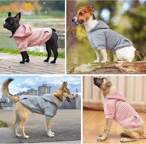 Vista 40 de BEAUTYZOO Suéter con capucha para perros pequeños y medianos con bolsillos, ropa para perros pequeños y medianos, abrigos de algodón laminado