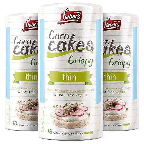 LIEBERS Tortas de arroz, aperitivo certificado Kosher, sin lácteos, sin trigo, sin gluten y opciones veganas (paquete de 3) (maíz)
